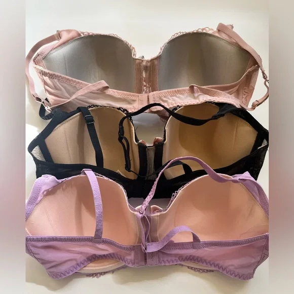 DKNY Lace Bra Set - Pink, Black, Lavender - Picture 3 of 7